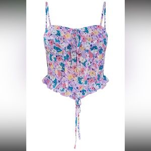 Petite blue floral print chiffon